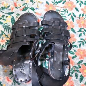 Free People Black Marianne Gladiator Sandals